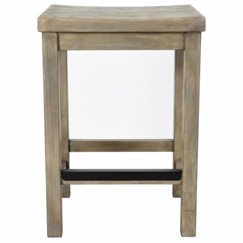 Wooden Counter Height Stool with Grain Details, Natural Gray Perspective: top