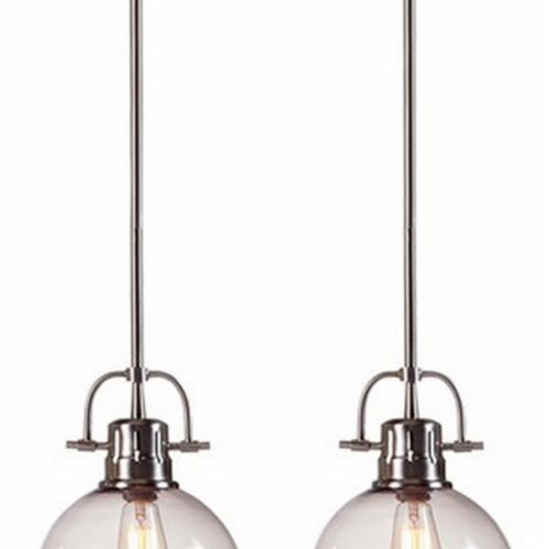3 Glass Shade Pendant Light with Rectangular Rod Support Clear