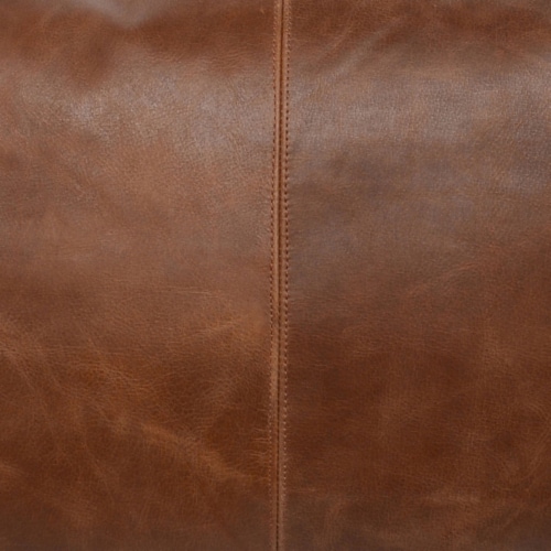 Leatherette Throw Pillow with Stitched Details and Flanged Edges, Brown Perspective: top