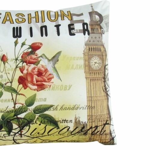 Fabric Accent Pillow with Scripted Details, Multicolor Perspective: top