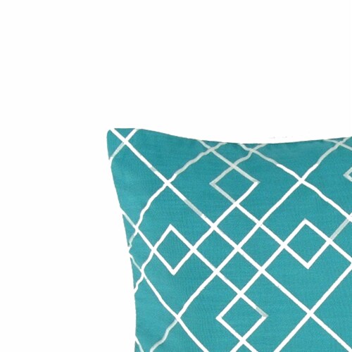 Geometric Pattern Fabric Accent Pillow, Blue and White Perspective: top