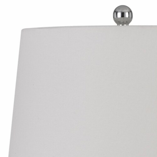 150 Watt Leaf Engraved Ceramic Base Table Lamp, Silver and Black- Saltoro Sherpi Perspective: top