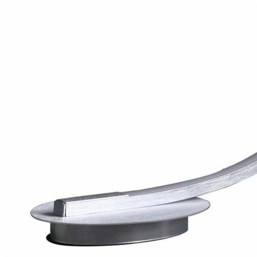 Table Lamp with Arched Tube LED, Brushed Silver- Saltoro Sherpi Perspective: top