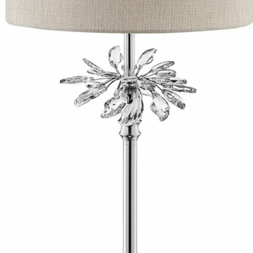 Floor Lamp with Starburst Crystal Accent, Gray and Silver- Saltoro Sherpi Perspective: top