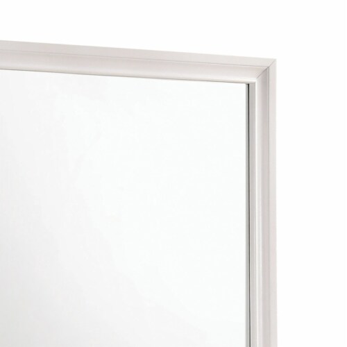 Rectangular Wooden Mirror with Molded Trim Details, White Perspective: top
