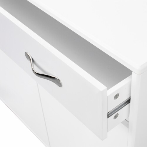 Server with 2 Door Storage and 1 Drawer, White- Saltoro Sherpi Perspective: top