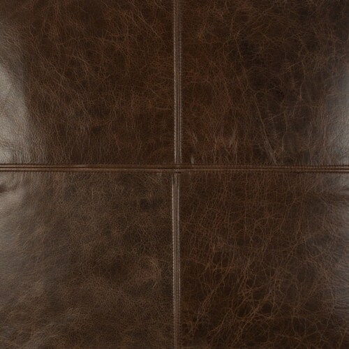 Square Leatherette Throw Pillow with Stitched Details, Dark Brown Perspective: top