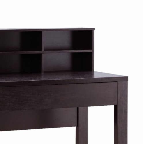 40 Inch Desk with Hutch and 5 Open Compartments Dark Brown 1