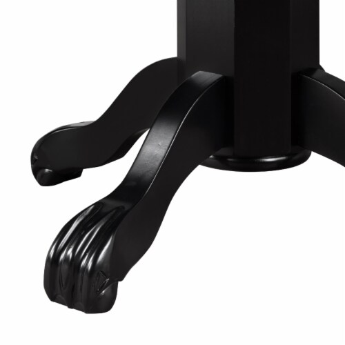 Ava 42 Inch Wood Pub Bar Table, Molded Trim, Carved Pedestal, Black- Saltoro Sherpi Perspective: top