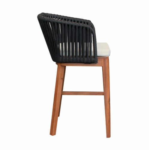 Gia 28 Inch Modern Outdoor Patio Bar Stool Woven Rope Back Black Brown Saltoro Sherpi 1 unit Fry s Food Stores