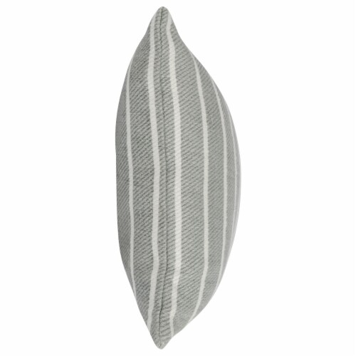 14 x 26 Accent Lumbar Pillow, Down, Striped Pattern, Gray, White Fabric Perspective: top