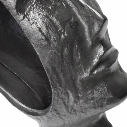 12 Inch Human Face Accent Decor, Metal, Life Like Appeal, Gray, Saltoro Sherpi Perspective: top