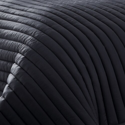 Cabe 2 Piece Twin Comforter Set, Polyester Puffer Channel Quilted, Black- Saltoro Sherpi Perspective: top