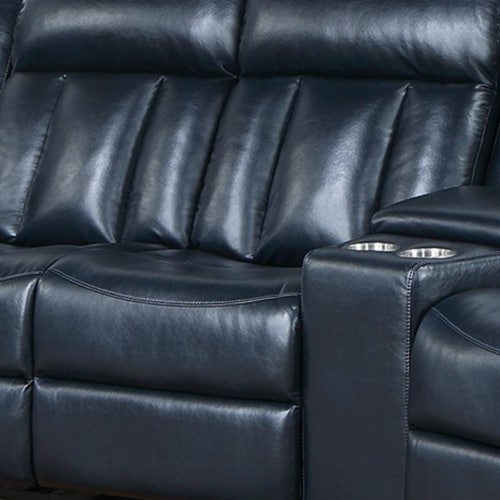Navy leather reclining shop sectional