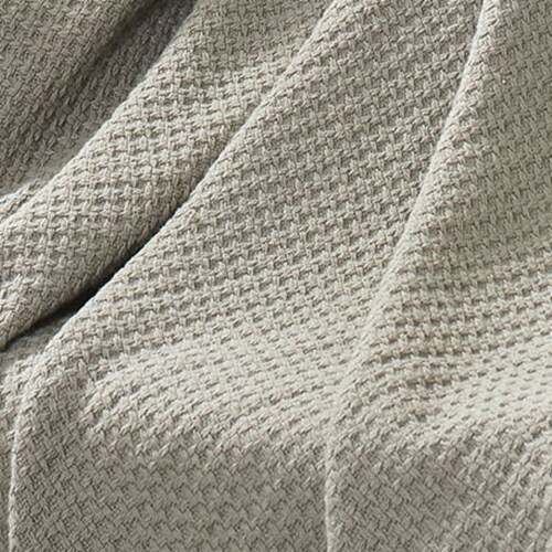 Nyx King Size Ultra Soft Cotton Thermal Blanket, Textured Feel, Taupe- Saltoro Sherpi Perspective: top