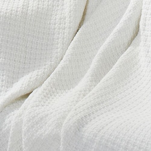 Nyx King Size Ultra Soft Cotton Thermal Blanket, Textured Feel, White- Saltoro Sherpi Perspective: top