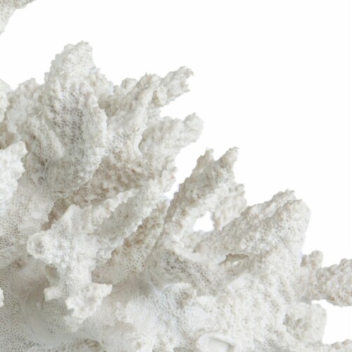 Lily 10 Inch Faux Coral Accent Sculpture, Polyresin Decorative Piece, White- Saltoro Sherpi Perspective: top