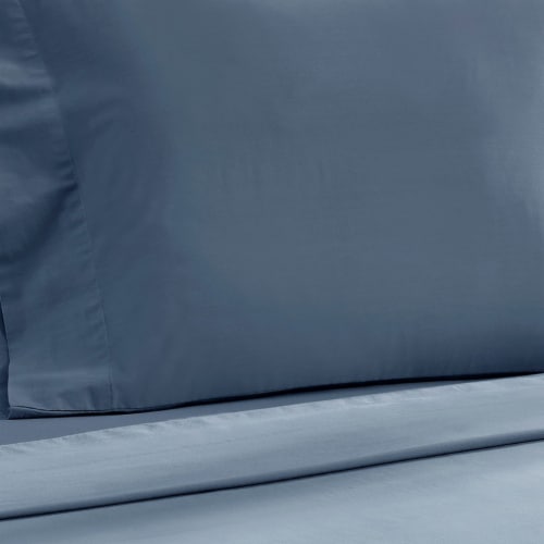 Ivy 4 Piece California King Size Soft Cotton Sheet Set, Prewashed Dark Blue- Saltoro Sherpi Perspective: top