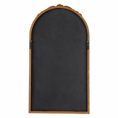Eel 42 Inch Wall Mirror, Brown Arched Wood Frame, Hand Eel 42 Inch Wall Mirror, Brown Arched Wood Frame, Hand