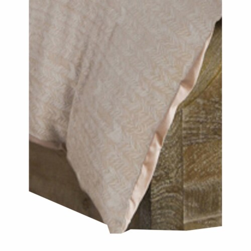 Zima Queen Size Cotton Duvet Cover, Woven French Herringbone Pattern, Beige- Saltoro Sherpi Perspective: top