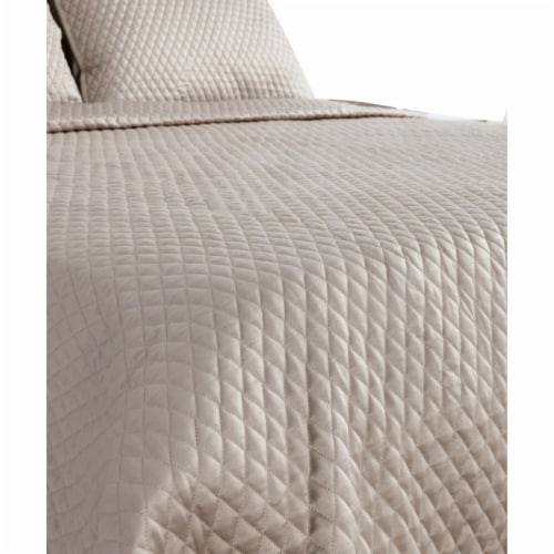 Kahn Hand Quilted Lumbar King Size Pillow Sham, Self Binding, Matte Brown- Saltoro Sherpi Perspective: top