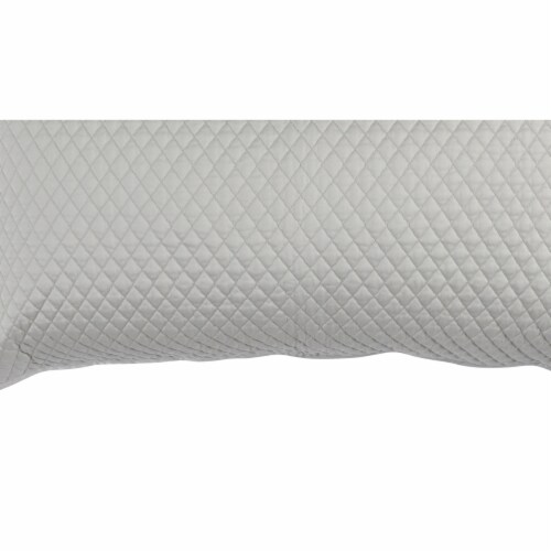 Kahn Hand Quilted Lumbar King Size Pillow Sham, Self Binding, Matte Silver- Saltoro Sherpi Perspective: top