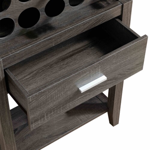 FESTIVITY 42 Inch Wine Cabinet With Two Doors & Drawers, Open Glass