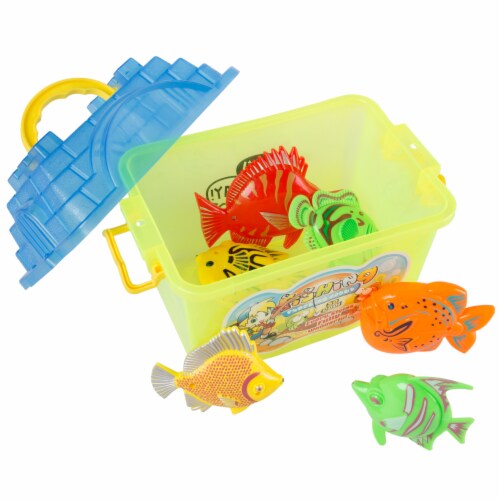 Kids Toy Fishing Set with Magnetic Fishing Pole and Reel, 6 Fish