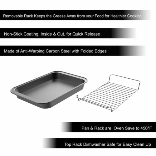 Roasting Pan with Rack-Nonstick Oven Roaster with Removable Grid