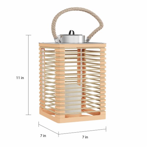Solar or Battery Powered Lantern LED Candle Indoor Outdoor Flameless Table Lighting Perspective: top