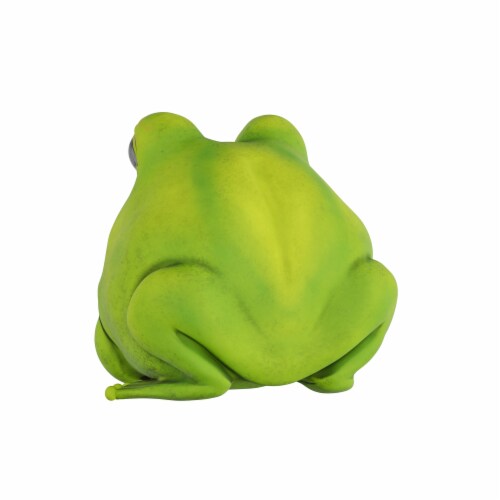Cute Fat Frog Big Eyes Garden Flower Bed Decor Bright Green Bullfrog with Smile Perspective: top