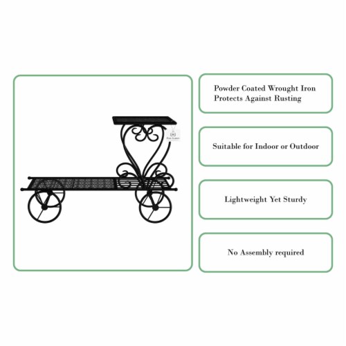 Black Plant Stand  2-Tiered Indoor or Outdoor Decorative Vintage Look Wrought Iron Garden Perspective: top