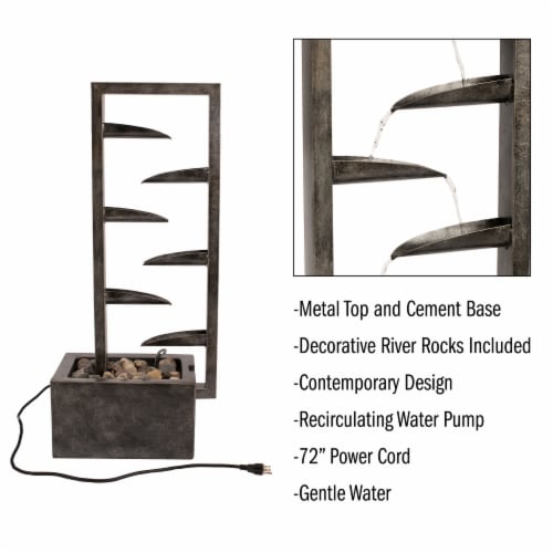 Big Outdoor Water Fountain 34 Inch Metal Concrete Backyard Oasis Zen Waterfall Perspective: top