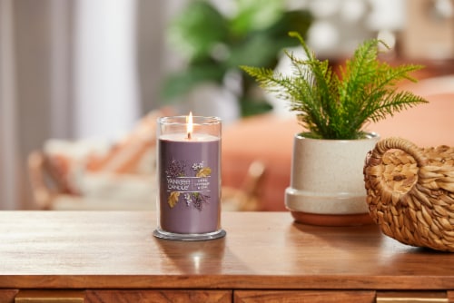 Yankee Candle Pillar Jar Candle Dried Lavendar & Oak Perspective: top