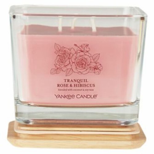 Yankee Candle®Tranquil Rose & Hibiscus  Well Living Medium Square Candle Perspective: top