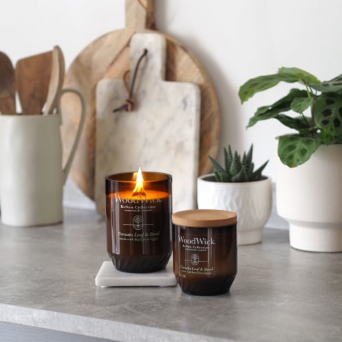 WoodWick® Tomato Leaf & Basil Large ReNew Candle Perspective: top