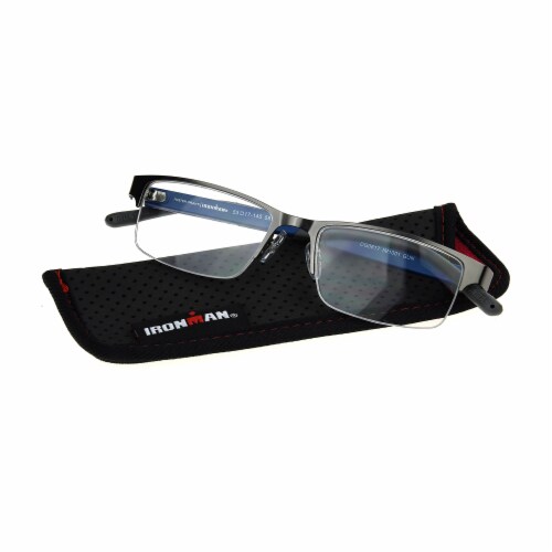 Foster Grant Ironman® Momentum Reading Glasses – Gunmetal/Blue Perspective: top