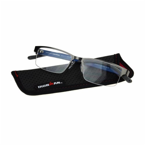 Foster Grant Ironman® Momentum Reading Glasses – Gunmetal/Blue Perspective: top