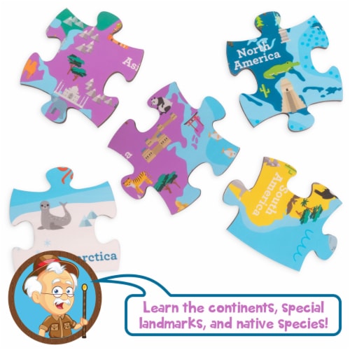 Professor Poplar's Whole Wide World Puzzle Map Perspective: top