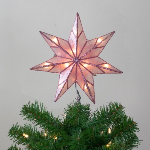 Kurt Adler 10 Lighted Pink Star Christmas Tree Topper - Clear 
