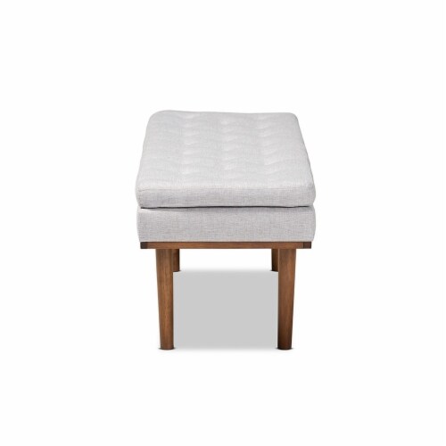 Baxton Studio Arne Grayish Beige Upholstered Brown Finished Bench Perspective: top