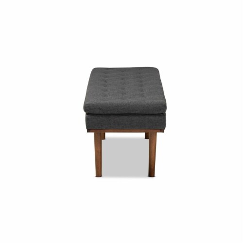 Baxton Studio Arne Mid-Century Modern Dark Grey Fabric Upholstered Walnut Finished Bench Perspective: top