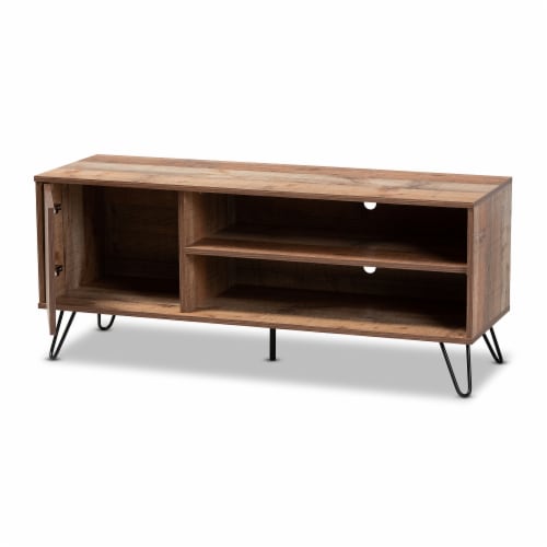Baxton Studio Iver 1-Door Wood TV Stand in Rustic Oak Perspective: top