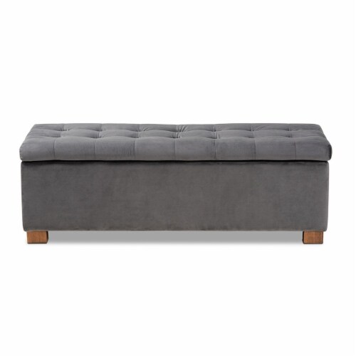 Baxton Studio BBT3101-Grey Velvet-Walnut-Otto Roanoke Modern & Contemporary Grey Velvet Fabri Perspective: top