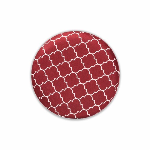 Serra Glam and Luxe Red Quatrefoil Velvet Fabric Upholstered Gold Finished Metal Storage Perspective: top