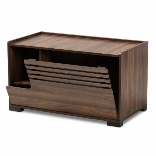 Baxton Studio Claire Walnut Brown Finished Cat Litter Box Cover House Perspective: top