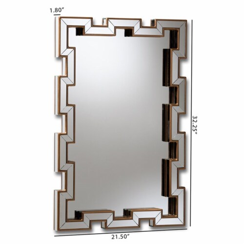 Baxton Studio Tanis Bronze Finished Rectangular Accent Wall Mirror Perspective: top