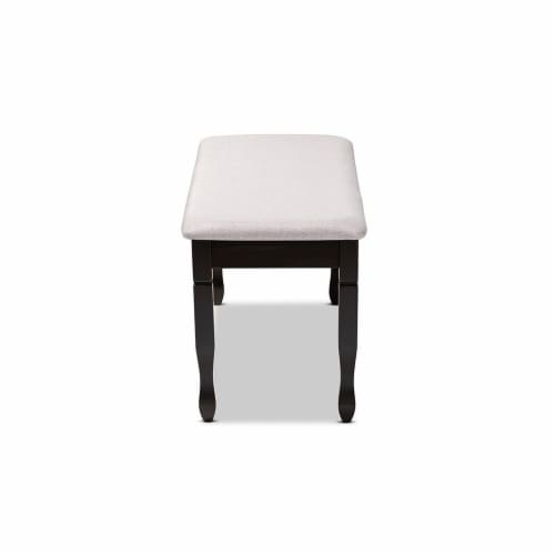 Corey Modern and Contemporary Grey Fabric Upholstered and Dark Brown Finished Wood Bench Perspective: top