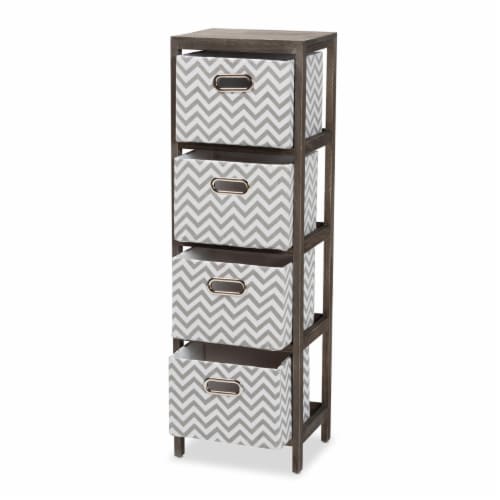Baxton Studio Jorah Modern and Contemporary Grey and White Fabric Greywashed 4-Basket Perspective: top