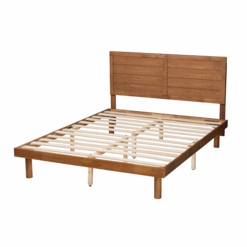 Baxton Studio Daina Mid-Century Modern Ash Walnut Finished Wood Full Size Platform Bed